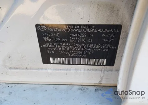 2011 Hyundai Sonata Limited from USA, damaged, VIN 5NPEC4AC3BH110107